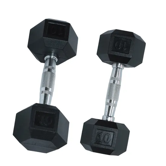 Artículos deportivos, juego de mancuernas hexagonales de hierro personalizables, gimnasio comercial, equipo de Fitness, mancuernas hexagonales recubiertas de goma negra